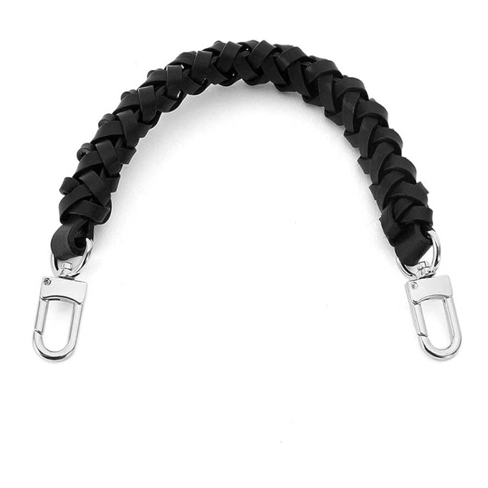 Black Ziva Leather Top Handle (Silver)