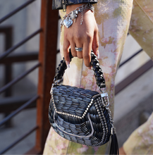 Load image into Gallery viewer, Black Ziva Leather Top Handle (Silver)